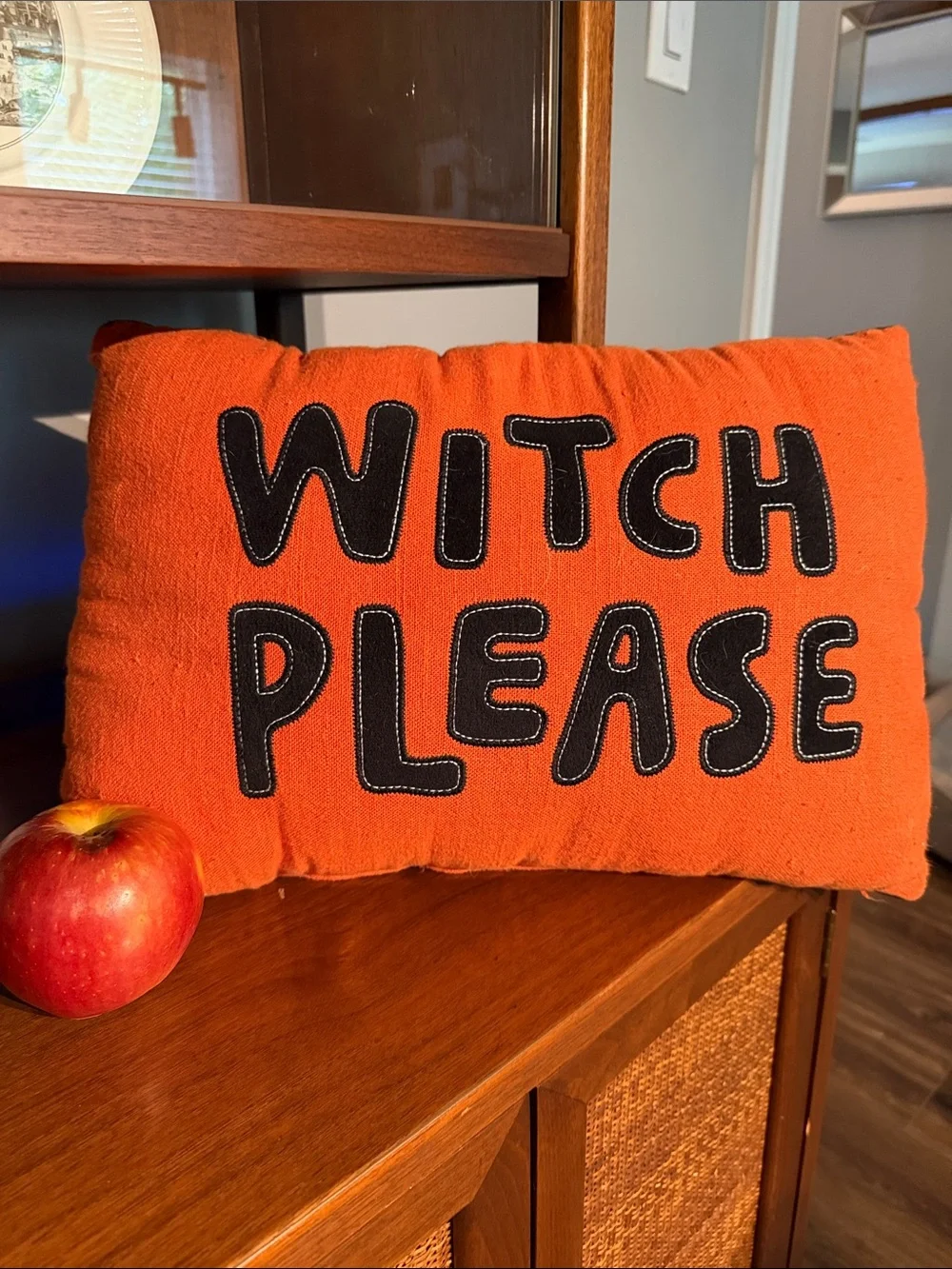 Witch Please Halloween Accent Pillow - Orange & Black